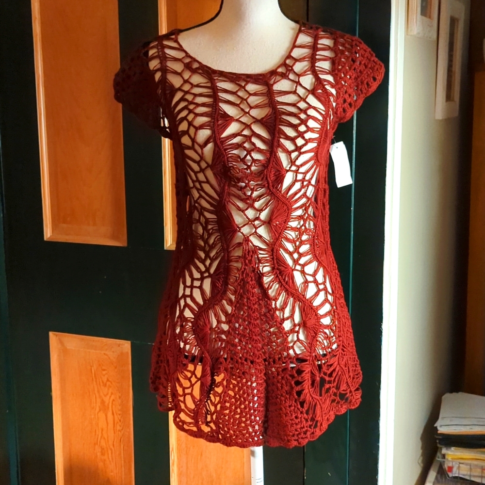 Crocheted beach Swim cover up Size Small NWT